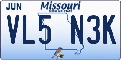 MO license plate VL5N3K