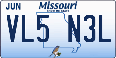 MO license plate VL5N3L