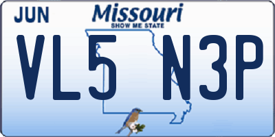 MO license plate VL5N3P