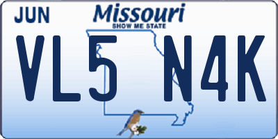 MO license plate VL5N4K