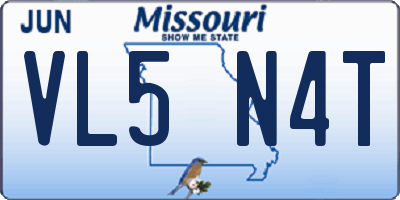 MO license plate VL5N4T