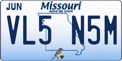 MO license plate VL5N5M