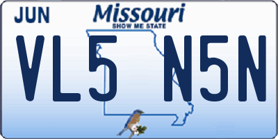MO license plate VL5N5N