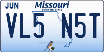 MO license plate VL5N5T