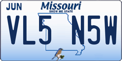 MO license plate VL5N5W
