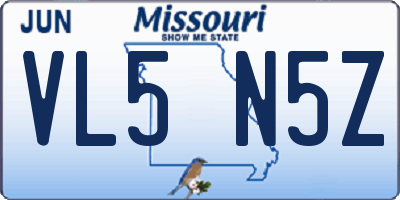 MO license plate VL5N5Z