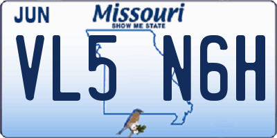 MO license plate VL5N6H