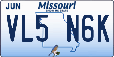 MO license plate VL5N6K