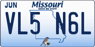 MO license plate VL5N6L
