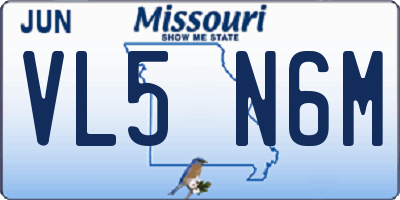 MO license plate VL5N6M