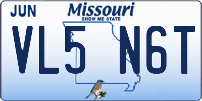MO license plate VL5N6T