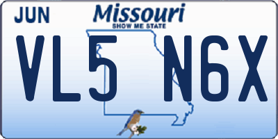 MO license plate VL5N6X