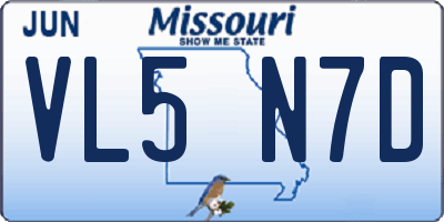 MO license plate VL5N7D