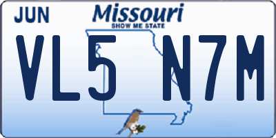 MO license plate VL5N7M