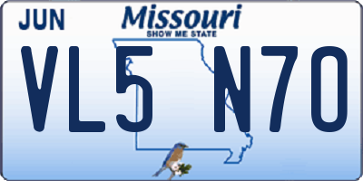 MO license plate VL5N7O