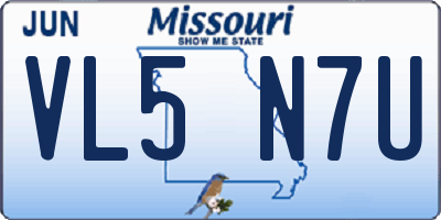 MO license plate VL5N7U