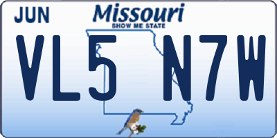 MO license plate VL5N7W