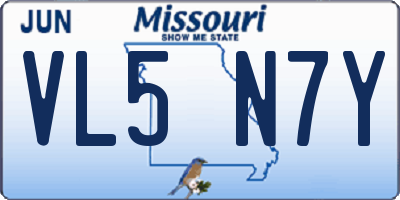 MO license plate VL5N7Y