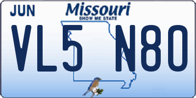 MO license plate VL5N8O