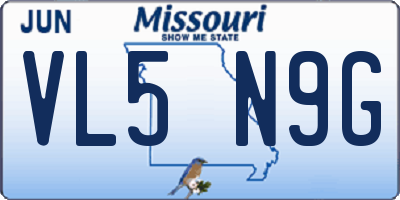 MO license plate VL5N9G