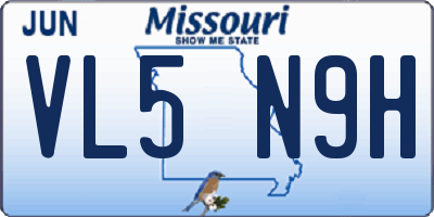 MO license plate VL5N9H