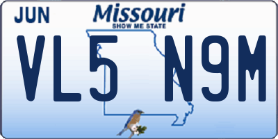 MO license plate VL5N9M