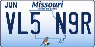 MO license plate VL5N9R
