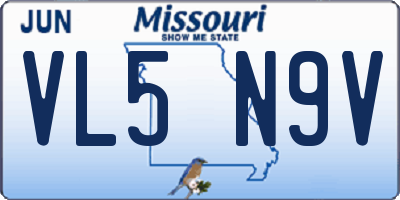 MO license plate VL5N9V
