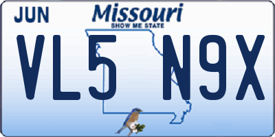 MO license plate VL5N9X