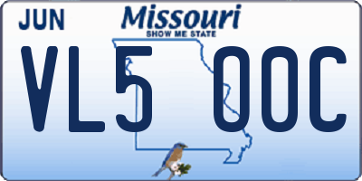 MO license plate VL5O0C