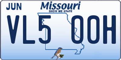 MO license plate VL5O0H
