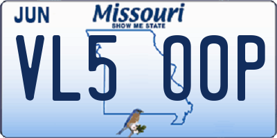 MO license plate VL5O0P