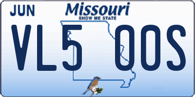 MO license plate VL5O0S