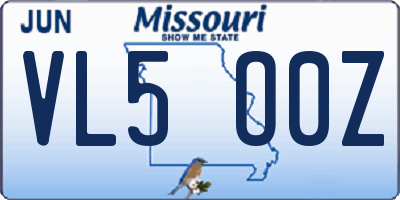 MO license plate VL5O0Z
