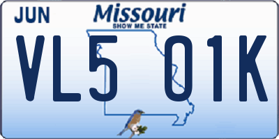 MO license plate VL5O1K