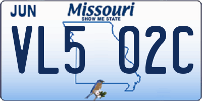 MO license plate VL5O2C