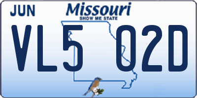 MO license plate VL5O2D