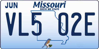 MO license plate VL5O2E