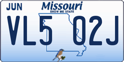 MO license plate VL5O2J