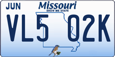 MO license plate VL5O2K