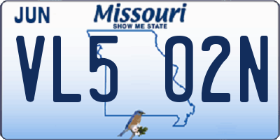 MO license plate VL5O2N