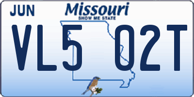 MO license plate VL5O2T