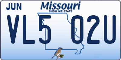 MO license plate VL5O2U