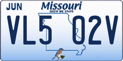 MO license plate VL5O2V