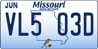MO license plate VL5O3D