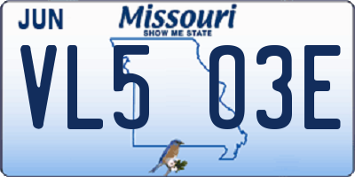 MO license plate VL5O3E