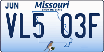 MO license plate VL5O3F