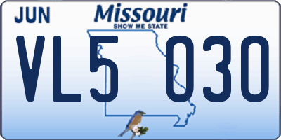 MO license plate VL5O3O