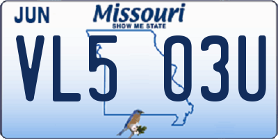 MO license plate VL5O3U
