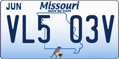 MO license plate VL5O3V